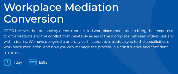 Workplace Mediation Conversion Course, London, 18th July 2024
