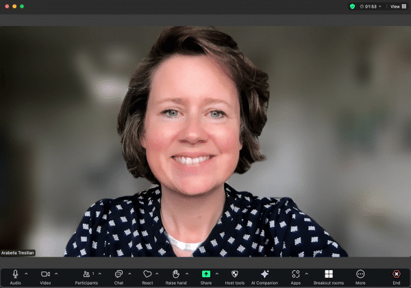 A screenshot of Arabella on zoom