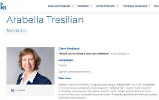 Arabella Tresilian's profile on CEDR's panel of mediators